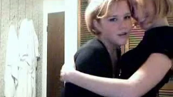 Cute blonde college chicks making an amateur erotic video