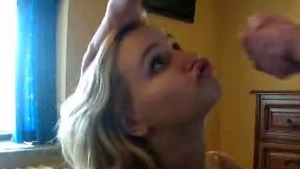 Gorgeous blonde babe is willing to suck a dick on cam