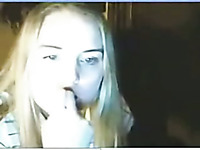 Sexy blonde chick with shitty camera masturbating on webcam chat forum