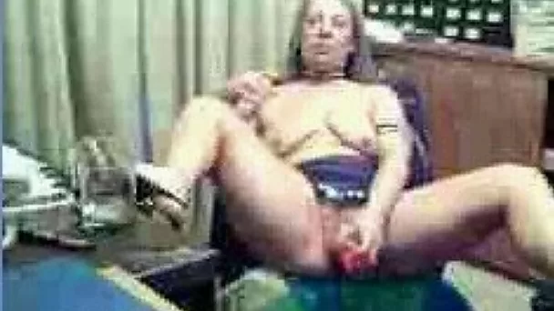 Fat housemaid fucked herself with huge dildo while I was at work