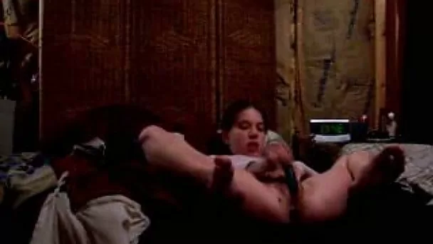 Sexy brunette masturbating and dildoing herself on amateur sex clip
