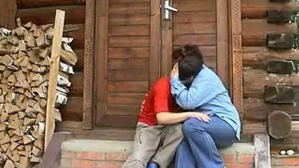 My horny auntie fucking my skinny friend in her house