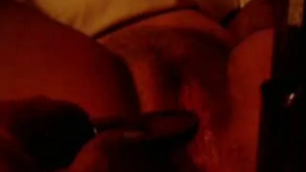 Nasty hairy pussy of my neighbor getting two dildos