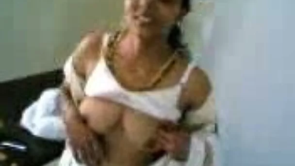 Shy and cute Indian housewife flashing boobs and blowing cock