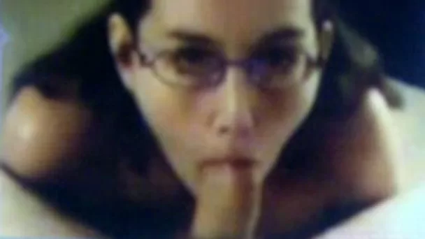 Four eyed brunette wife of my friend sucks my cock with pleasure