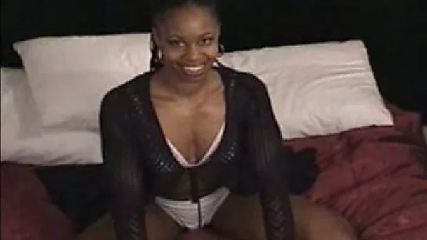 Cute black hooker is happy to suck my white cock for money