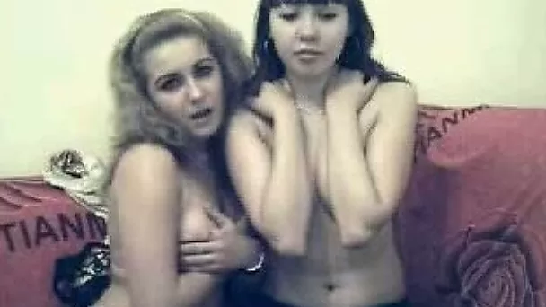 Two cute webcam bitches expose their boobs for money