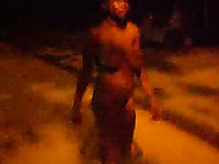 My girlfriend got kinky afterparty and walked on the streets all naked