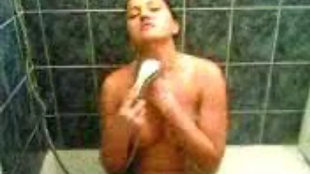 Naked Bulgarian girlfriend plays with shower head and sucks my cock
