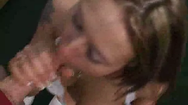 Beautiful blonde GF playing horny college student in sex role games