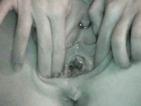 German girlfriend harshly rubs her dripping wet pierced pussy