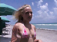 Wicked blonde chick from the beach blows my pecker like a pro