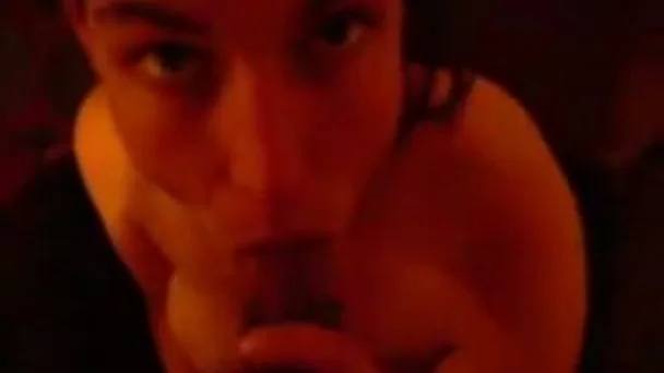 Brunette European hottie gives me blowjob on POV cam video