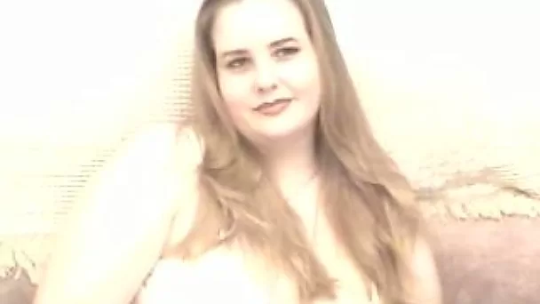 Fat white woman masturbating in her bedroom all alone