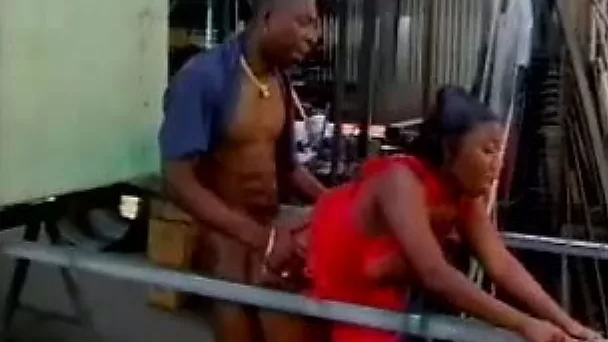 Busty black bitch got doggy fucked by her hubby at his work place