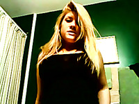 Chunky blonde teen with big boobs masturbates on webcam