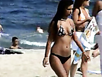 Lovely teen babes on the beach in sexy petite bikinis