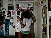 Sexy latina brown skin teenie in her bedroom on webcam