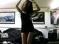 Delectable brunette chick dances on webcam like a goddess of love