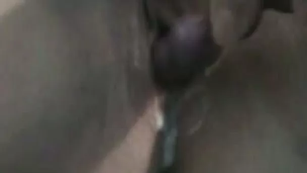 Creamy pussy of slutty and kinky babe in her bedroom