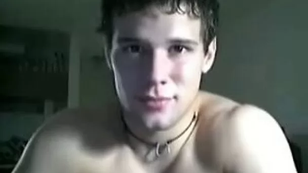Handsome brunette guy strips and masturbates for me