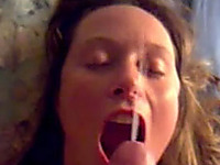 Just a playful amateur real girlfriend with mouth full of cum