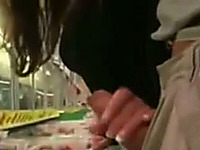 Horny couple having sex inside a supermarket on camera
