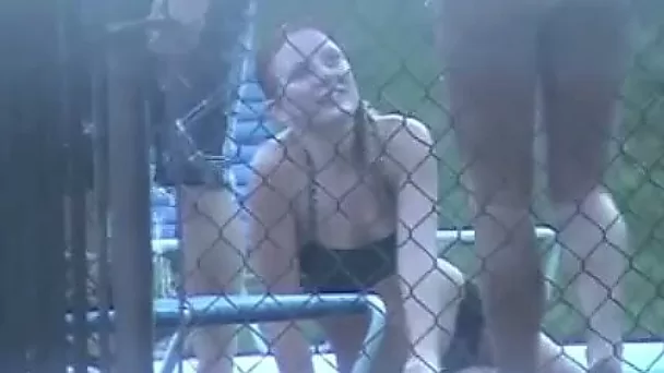 Neighbor's sexy daughter gets caught on camera in her swimming pool
