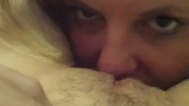 My blonde lesbian girlfriend eating me on private POV sex video