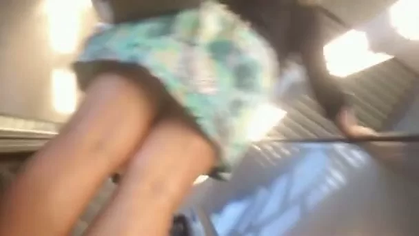 Fat juicy butt of a teen blonde girl on the elevator
