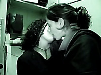 Way over horny babes enjoy that lesbian kiss with each other