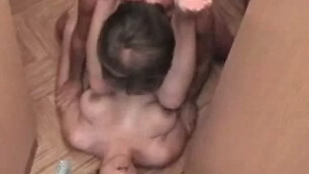Exhausting missionary sex with my busty wife on the floor in kitchen