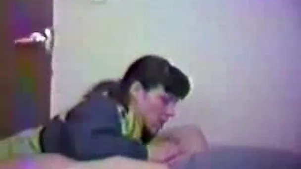 Neighbor's brunette wife greedily blows my hairy dick