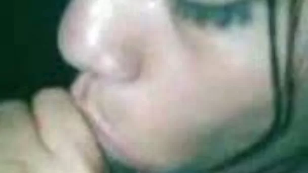 Horny ebony teen slut sucking my dick after the party