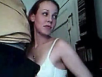Cute brunette girlfriend gives me a blowjob on webcam