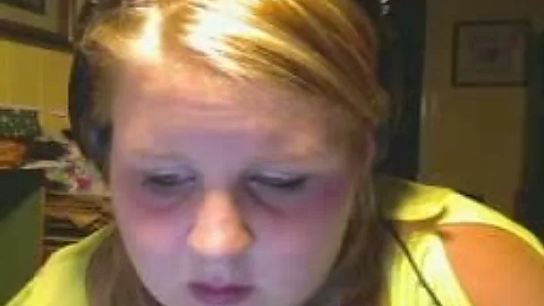 A cute blonde BBW bitch stuffing a cucumber in her pussy