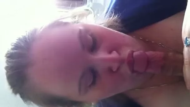 Cock hungry busty chick takes it deep throat in her bedroom