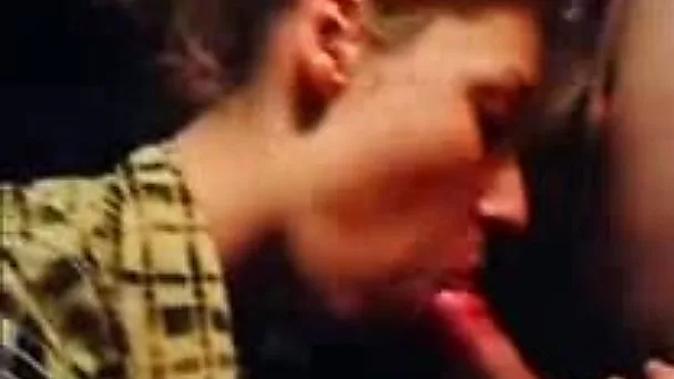 My clothed light-haired chick gives me hell of blowjob
