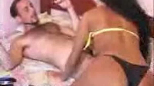 My best friend hammers his Indian brunette babe's anus