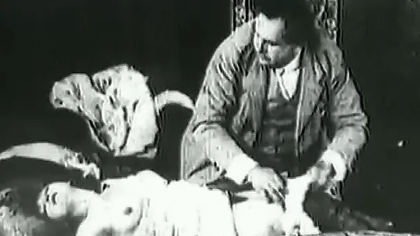 Black and white vintage porn vid of kinky outdoor sex