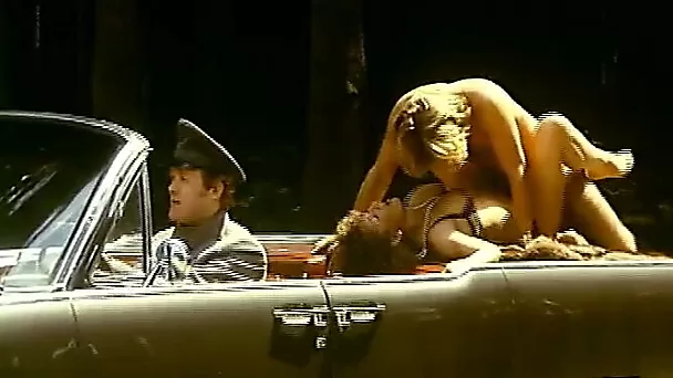 Amazing retro clip with a tall milf getting fucked on a car