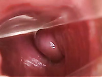 Check out my girl's pink womb and pee hole on closeup video