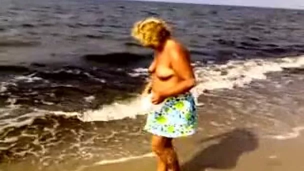 My super horny wifey likes going topless on the beach