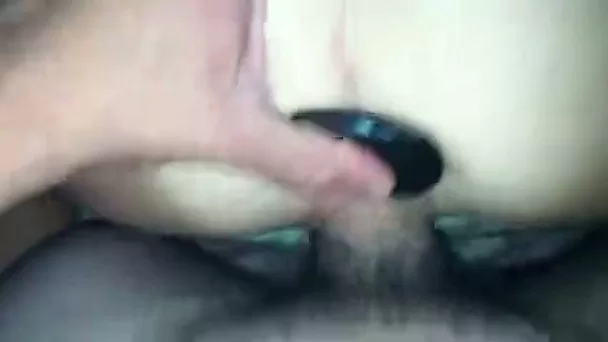 Plugged her tight butt hole while reaming her wet pussy
