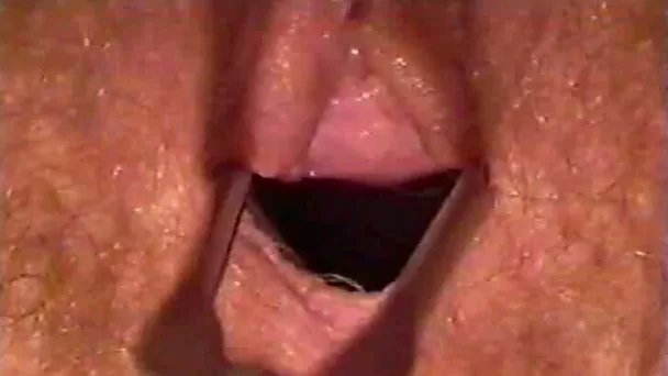Examining my mature wife's tight hairy pussy on close up video
