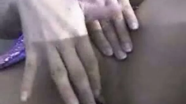 Slutty blonde teen showing her shaved twat and dildoing herself