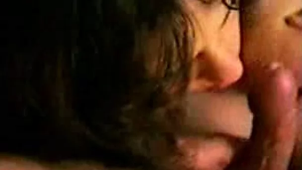 Sizzling hot brunette wife literally licks the head of my cock