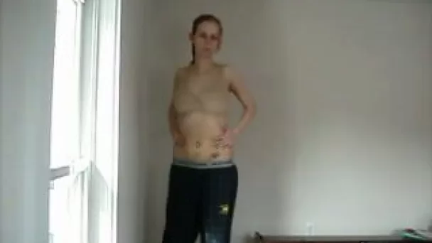 Amateur chunky girlfriend stripteasing on home video