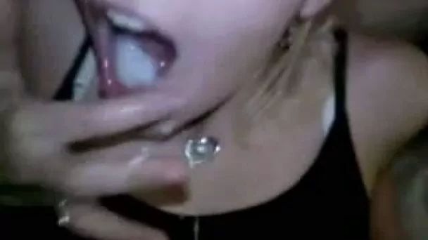 Hot tempered party girl sucks me off and gets facial over the corner