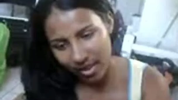 Brown skin amateur cute girlfriend eats my dick on the video
